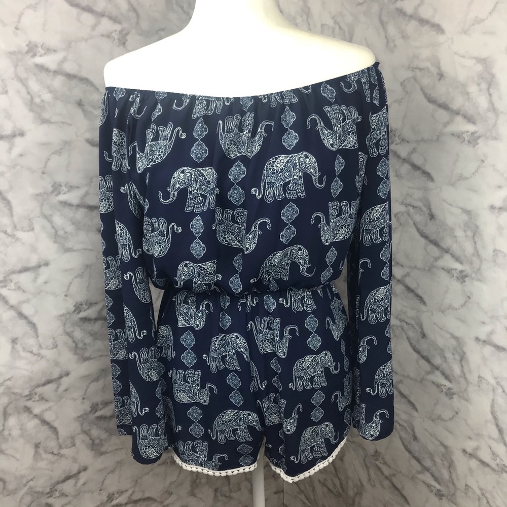 Jesse & J Elephant Print Bohemian Flowy Romper - image 2